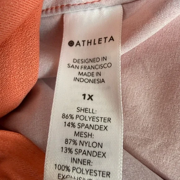 NWT Athleta printed mesh racer run shorts 4” in orange and pink size 1X - Picture 10 of 10